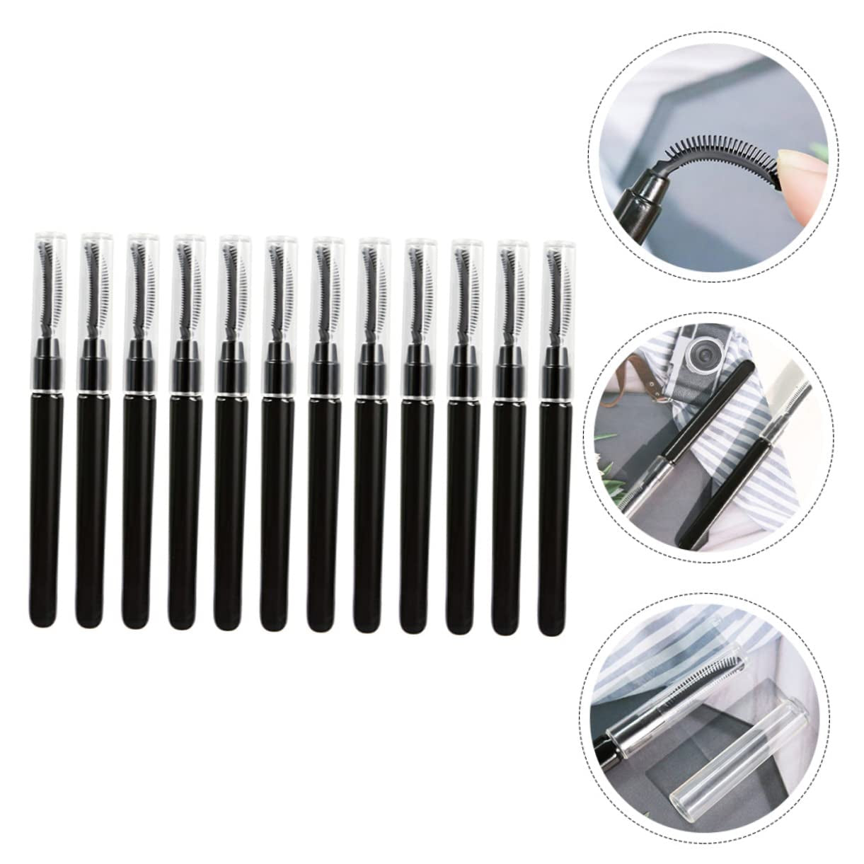 12Pcs Portable Eyelash Brush for Women Soft Silicone Eyelash Makeup Tool for Natural Application and Grooming Performance for Makeup Enthusiasts